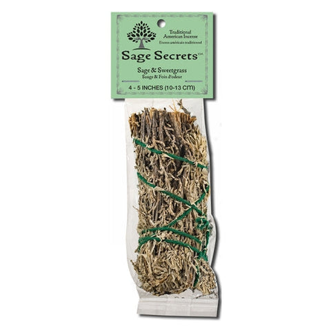 Sage Spirit, Smudge Wand Sage And Sweetgrass 4 -5 Inches Small Incense, Sage/sweetgrass Sage Spirit