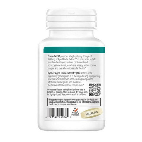 Kyolic, Aged Garlic Extract Cardiovascular Health One Per Day Formula 250, 1000 Mg, 60 Vegan Caplets Kyolic