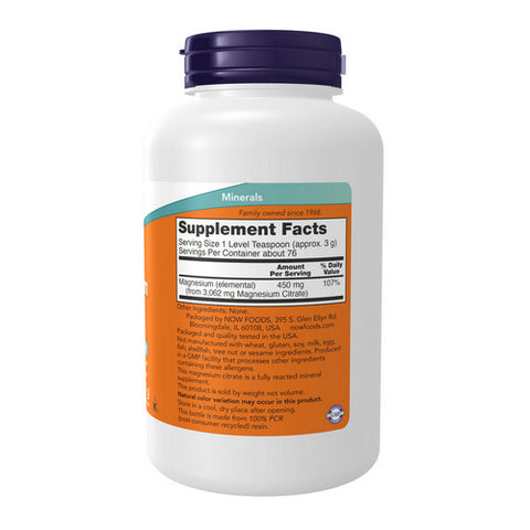 Now Foods, Magnesium Citrate Pure Powder, POWDER, 8 Oz Now Foods