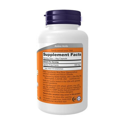 Now Foods, Taurine, 500 Mg, 100 Veg Caps Now Foods