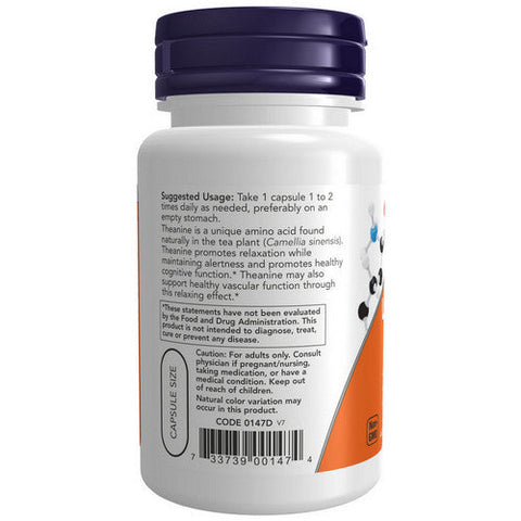 Now Foods, L-Theanine, 200 mg, 60 Vcaps Now Foods