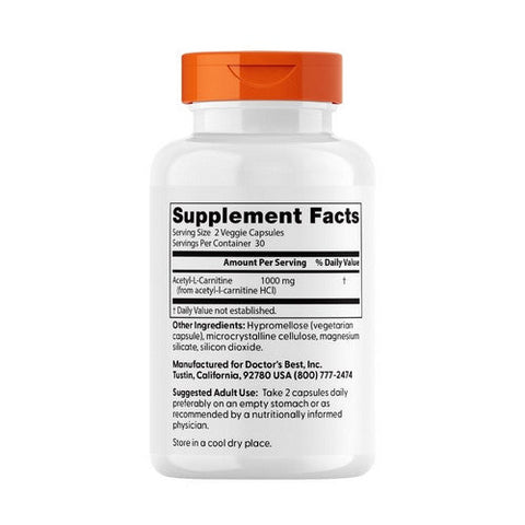 Doctors Best, Acetyl-L-Carnitine With Biosint Carnitines, 500 Mg, 60 Veggie Caps Doctors Best
