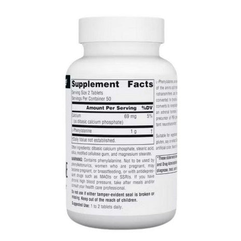 Source Naturals, L-Phenylalanine, 500 mg, 100 Tabs Source Naturals