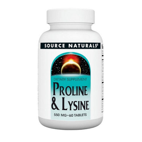 Source Naturals, Proline And Lysine, 550 Mg, 60 Tabs Source Naturals