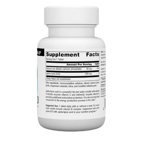 Source Naturals, Alpha-Lipoic Acid, 200 MG, 30 Tabs Source Naturals