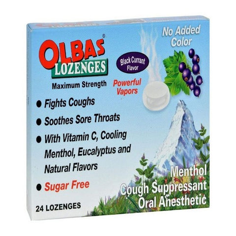 Olbas, Black Currant Sugar Free Cough Lozenges with Vitamin C, 24 Count Olbas