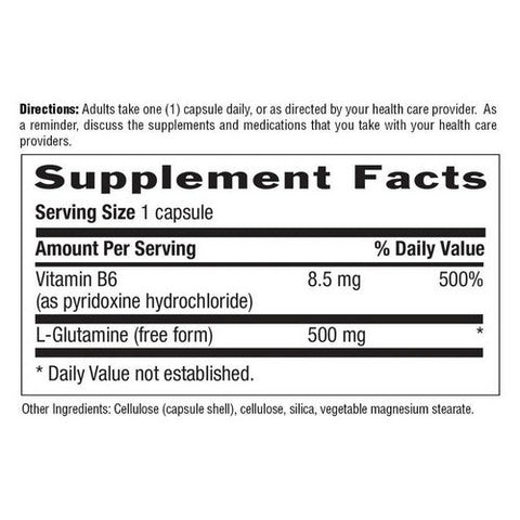 Country Life, L-Glutamine, 500 mg, B-6 100 Caps