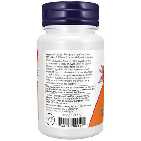 Now Foods, Vitamin D-3, 1000 IU, 180 Chewables Now Foods