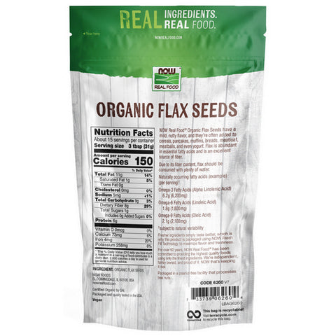 Now Foods, Flax Seed Organic, 1 lb Now Foods