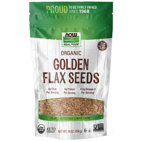 Now Foods, Golden Flax Seeds Organic, 1 lb Now Foods