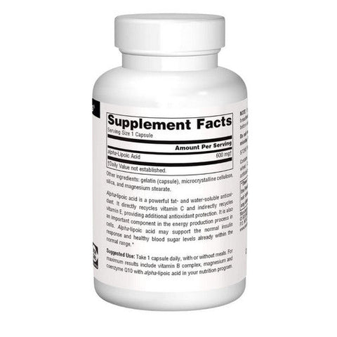 Source Naturals, Alpha Lipoic Acid, 600 MG, 30 caps Source Naturals