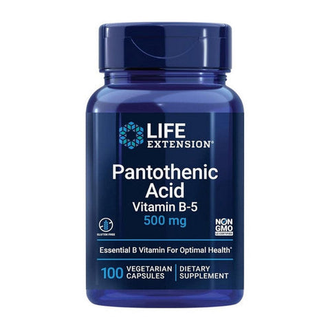Life Extension, Pantothenic Acid Vitamin B5, 500 MG, 100 V caps Life Extension