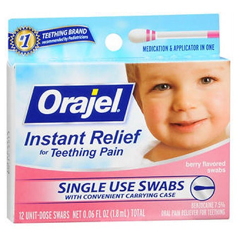 Orajel, Baby Instant Teething Pain Relief Swabs Berry Flavor, 12 Count Orajel