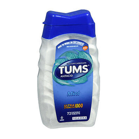Tums, Calcium Carbonate Antacid Chewable Peppermint, 72 Tabs Tums