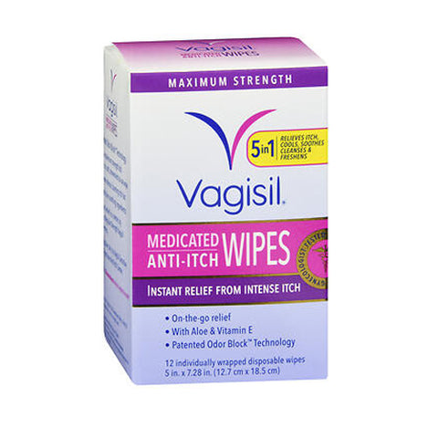 Medicated Anti-Itch Wipes Maximum Strength 12 Count by Vagisil