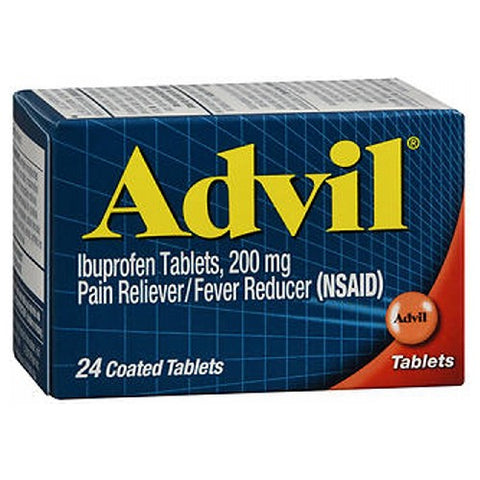 Advil, Ibuprofen Pain Reliever Fever Reducer Coated, 200 Mg, 24 Tabs Advil