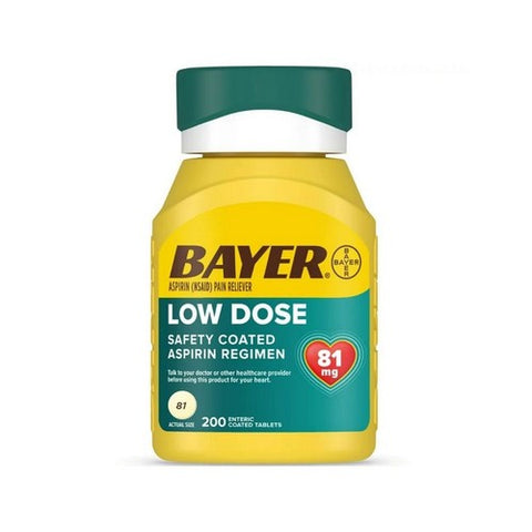 Bayer, Low Dose Safety Coated Aspirin Regimen Pain Reliever Tablets, 81 Mg, 200 Count