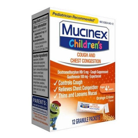 Mucinex, Children'S Cough Mini-Melts Packets Orange Creme, 12 Packets Mucinex