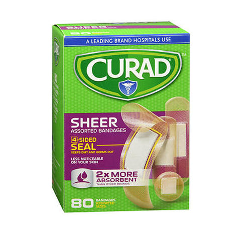 Curad, Sheer Bandages Assorted Sizes, 80 Each Curad