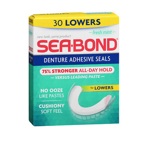Sea-Bond, Denture Adhesive Seals Lowers Fresh Mint, 30 Count Sea-Bond