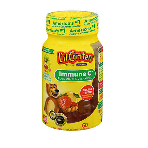 Lil Critters, Kids Immune C Plus Zinc And Vitamin D Fruit, 60 Gummies Lil Critters