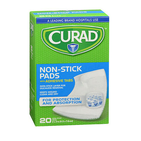 Medline, Curad Non-Stick Pads With Adhesive Tabs, 2 Inches X 3 Inches, 20 Each Curad