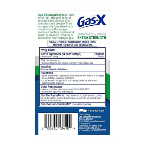 Gas-X, Simethicone Antigas Softgels Extra Strength, 125 Mg, 10 Count Gas-X