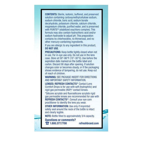 Refresh, Contacts Lubricant Eye Drops, 0.4 Oz Refresh