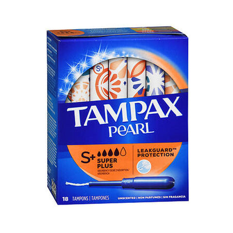 Tampax, Pearl Tampons Super Plus Absorbency Unscented, 18 Count Tampax